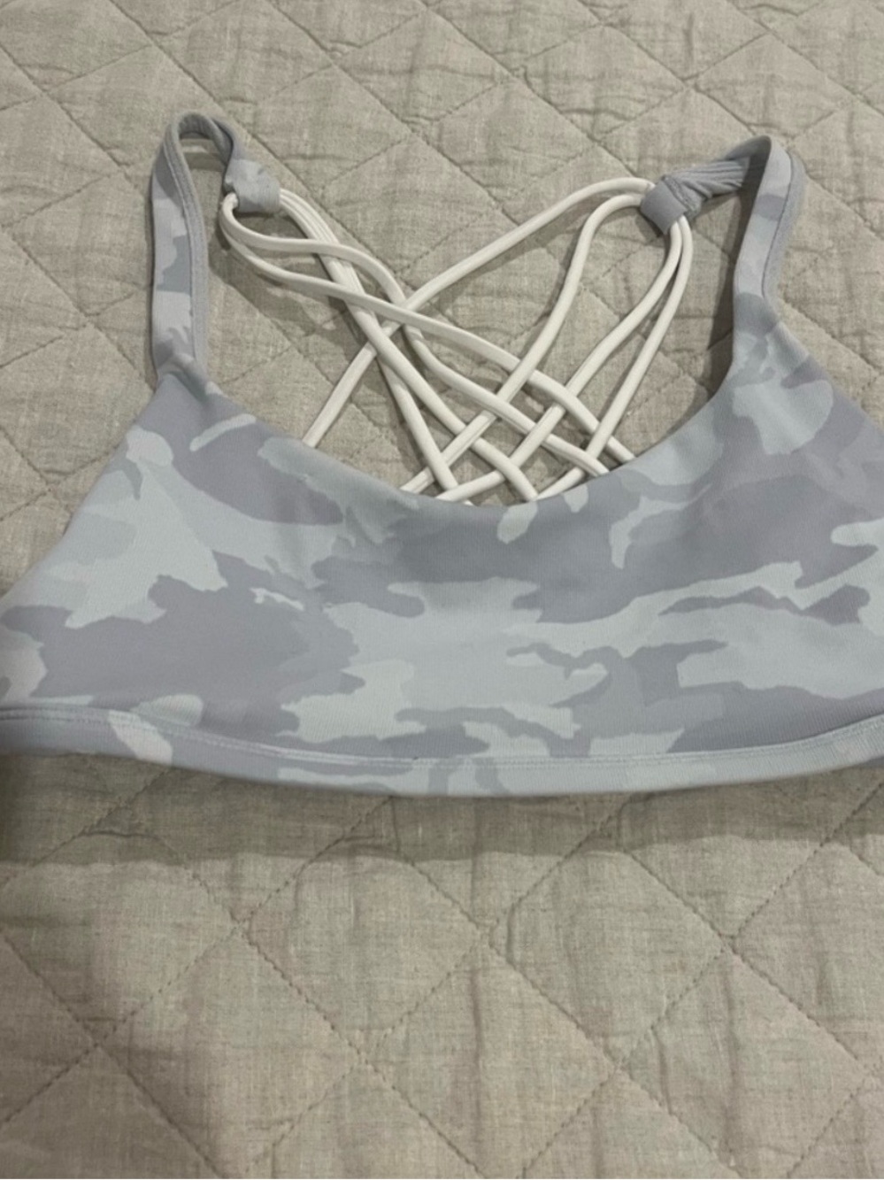 Lululemon Athletica Gray Camo Strappy Crossback Sports Bra